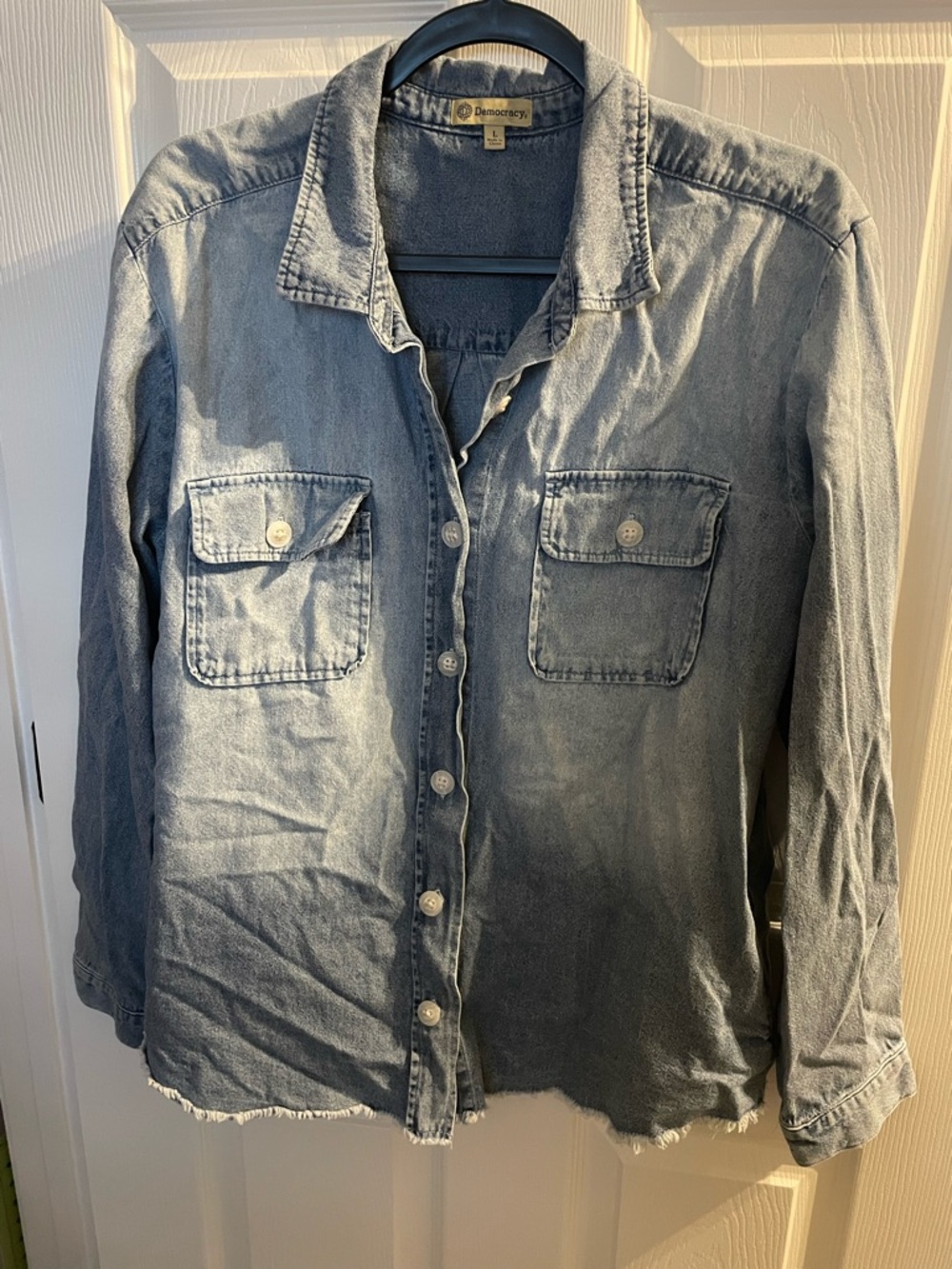Democracy Blue Denim Shirt with Label Detail